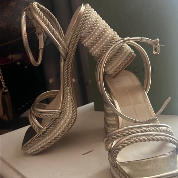 Dolce Vita Metallic Silver Rope Heels - Picture 1 of 7